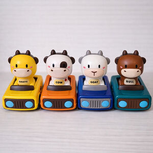 I Play I Learn Animal Toy Cars Set of 4 Giraffe Cow Goat Bull Toddler